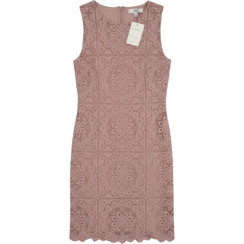 Jack by BB Dakota Ace Of Lace Dress Women Pink Sleeveless Sheath Romantic Boho L